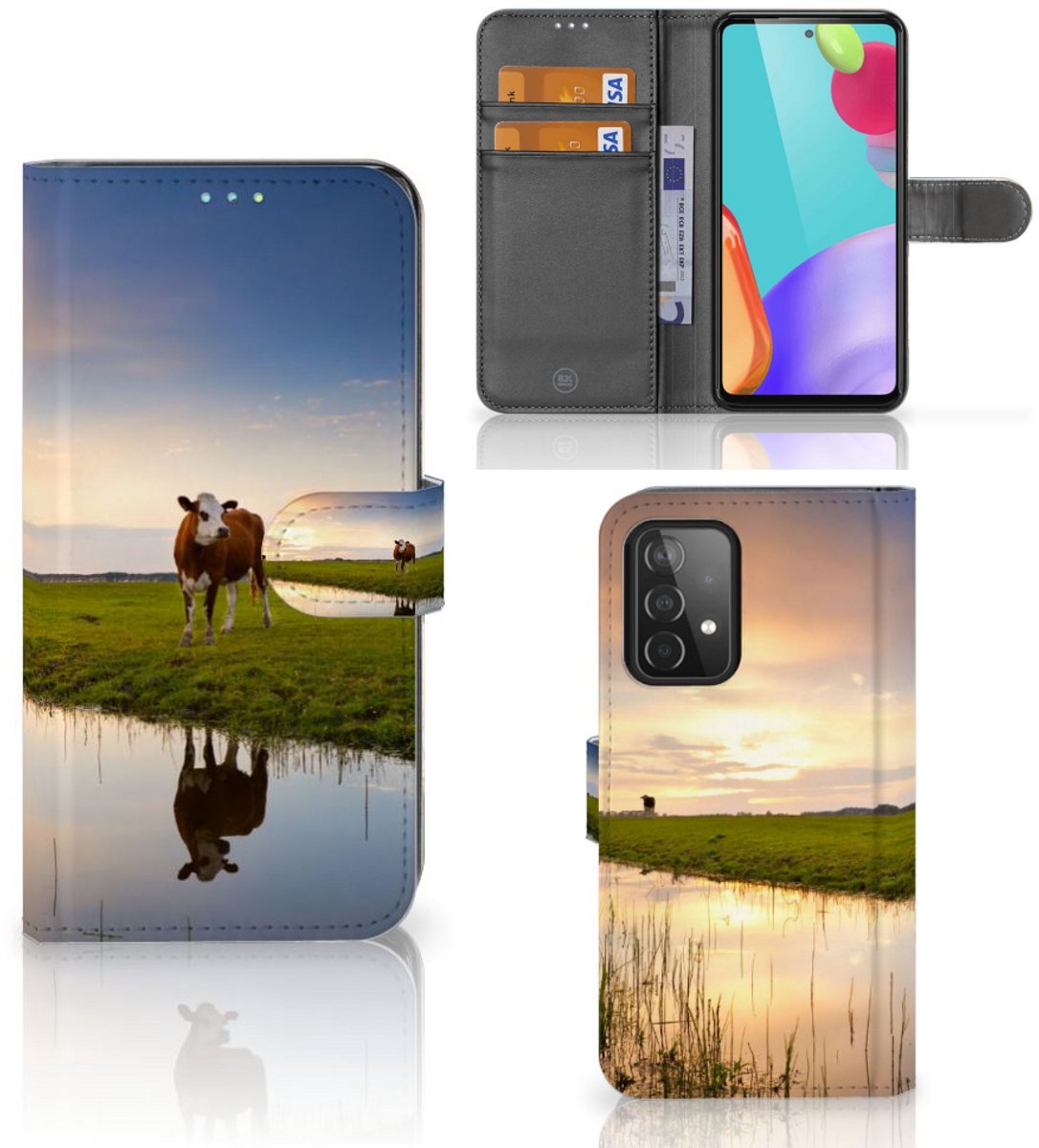 Samsung Galaxy A52 Telefoonhoesje met Pasjes Koe