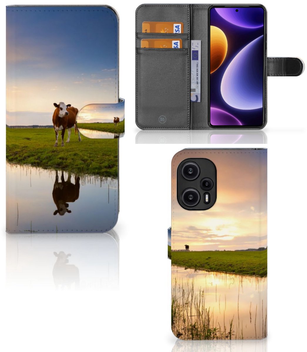 Xiaomi Poco F5 Telefoonhoesje met Pasjes Koe