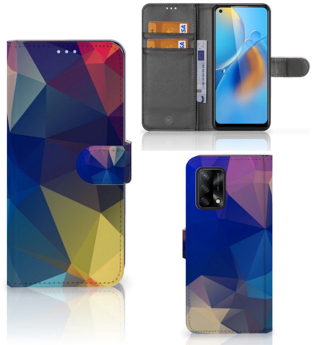 OPPO A74 4G Book Case Polygon Dark