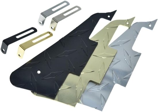 Diamond Plate LP Elektrische Gitaar Pickguard van Metaal met Chroom Staal Beugel en Montage Schroeven voor Les Paul Gitaren - Bescherming, Duurzaamheid, Stijl — afbeelding 3