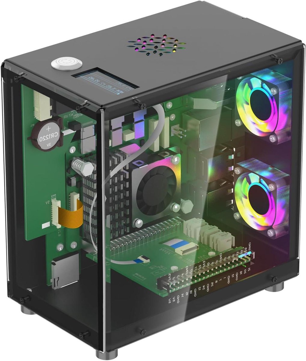 Mini PC Behuizing - Raspberry Pi Case - Desktop Opstelling - OLED Systeem Status
