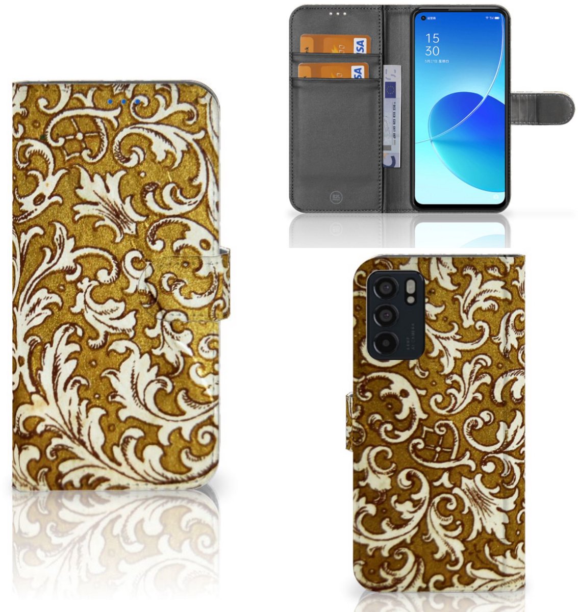 Wallet Case OPPO Reno6 5G Barok Goud