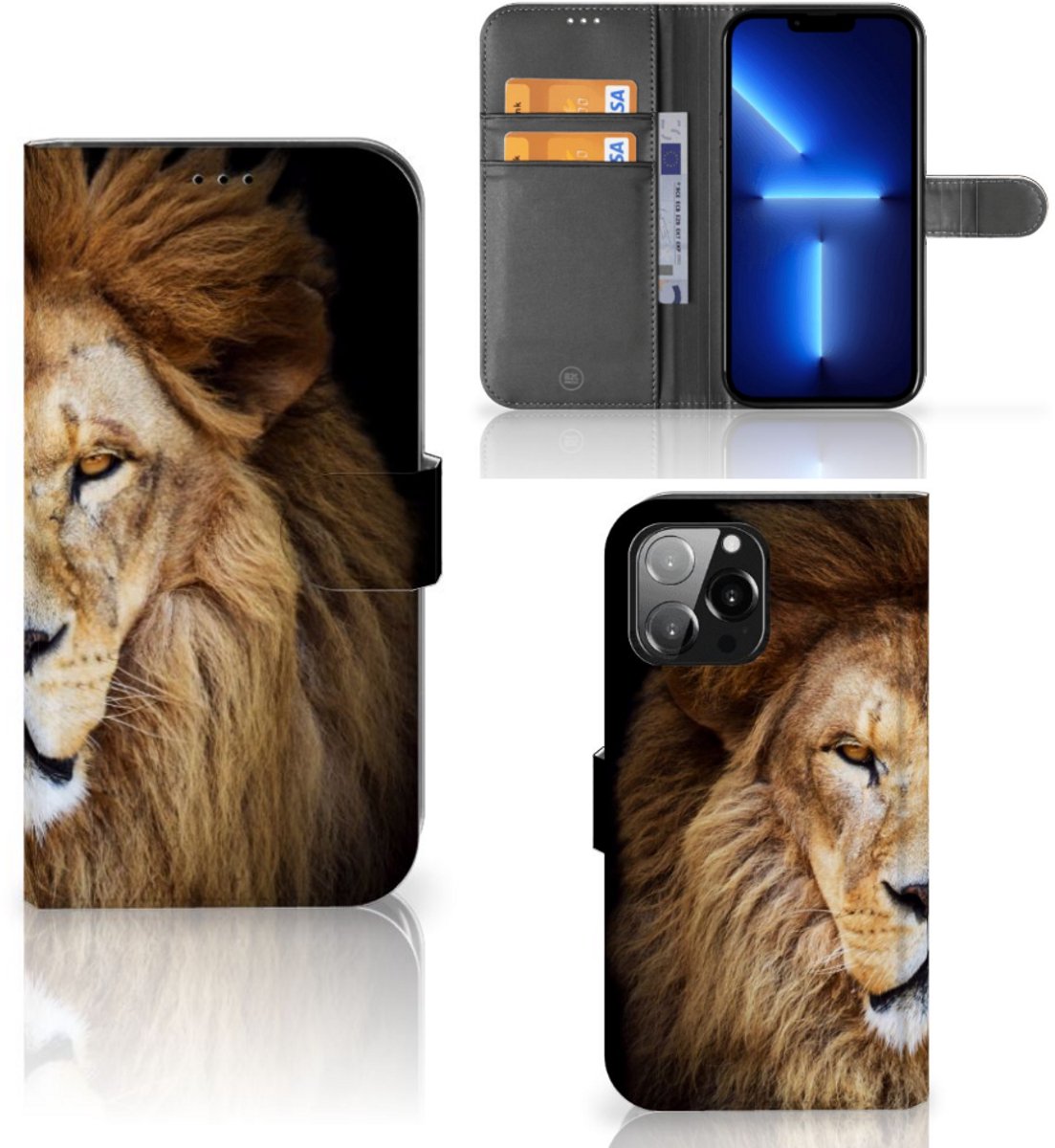 iPhone 13 Pro Max Telefoonhoesje met Pasjes Leeuw