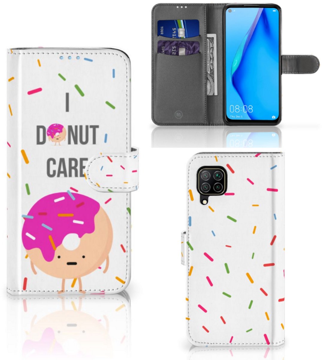 Huawei P40 Lite Book Cover Donut Roze