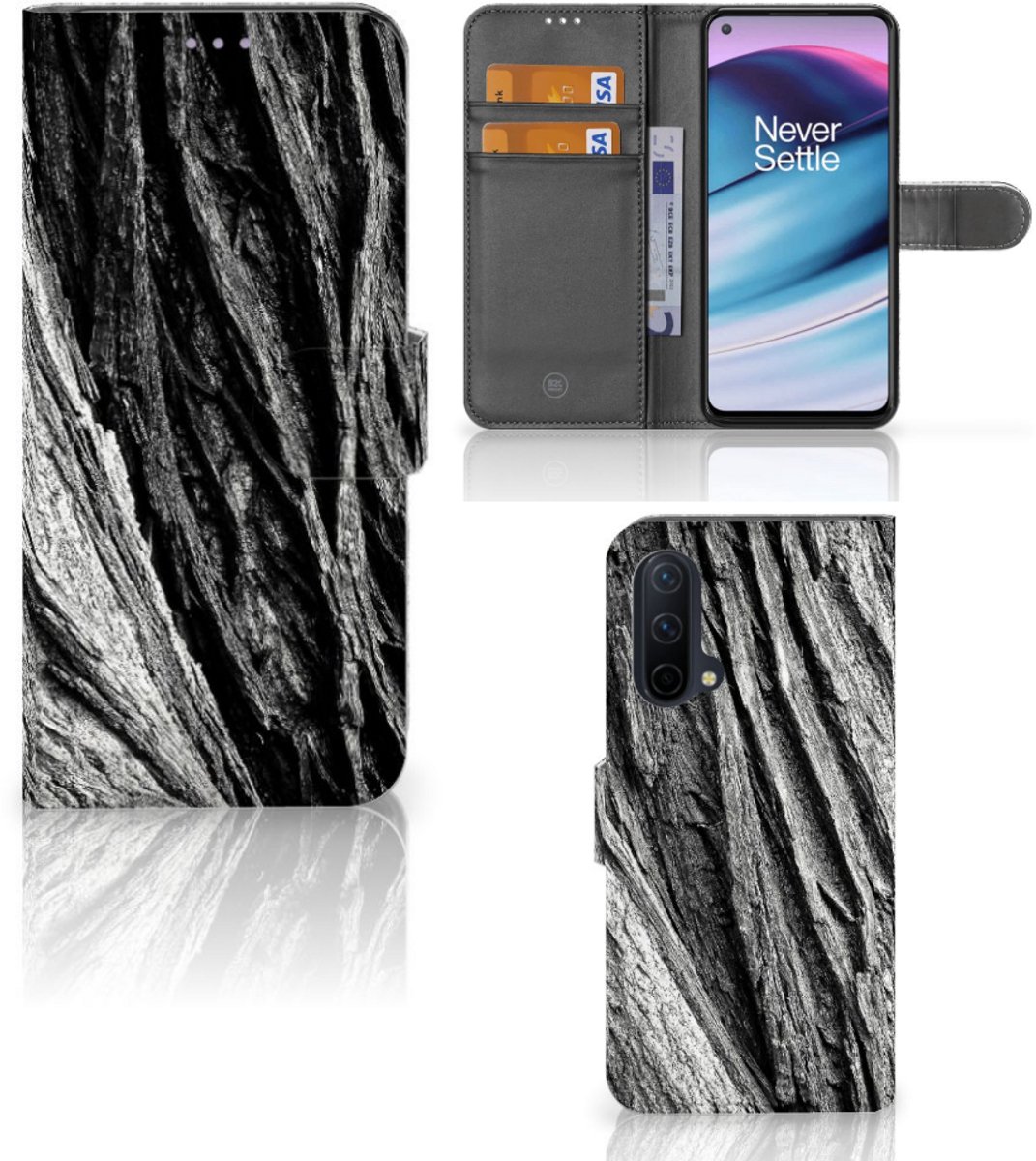 Book Case voor Book Style Case OnePlus Nord CE 5G Boomschors Grijs