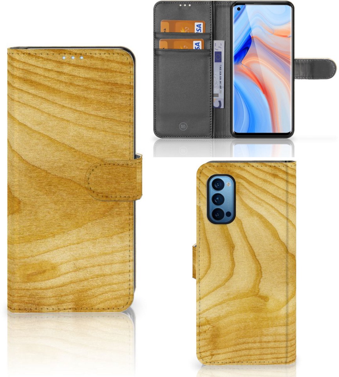 OPPO Reno 4 Pro 5G Book Style Case Licht Hout