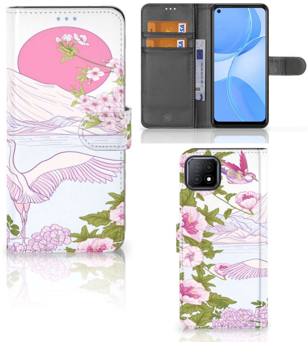 OPPO A73 5G Telefoonhoesje met Pasjes Bird Standing