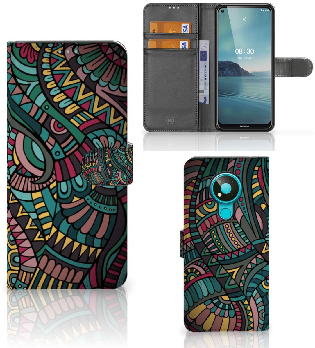 Book Case voor Nokia 3.4 Telefoon Hoesje Aztec