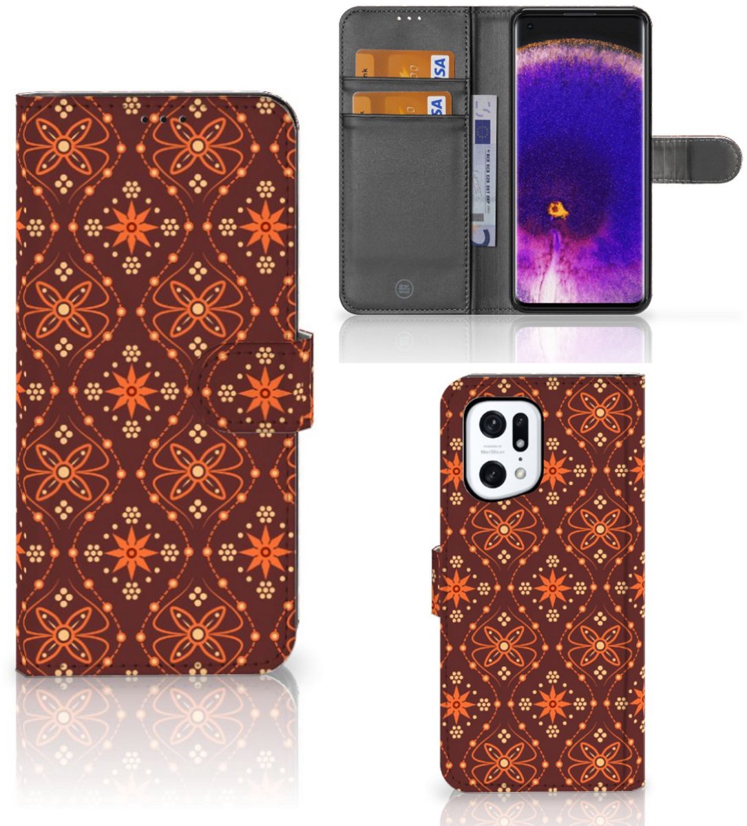 OPPO Find X5 Pro Telefoon Hoesje Batik Brown