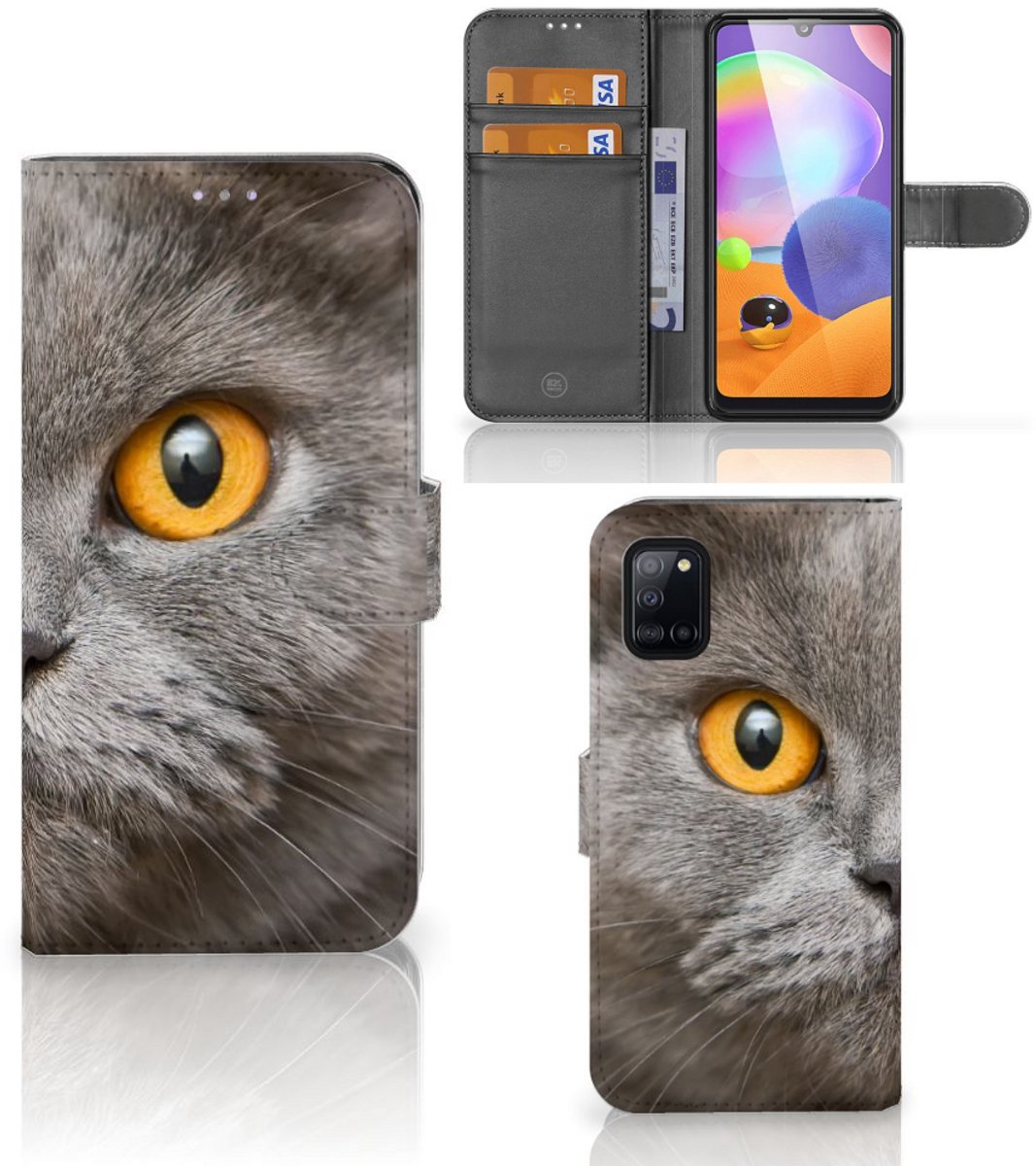 Book Case voor Telefoonhoesje met Pasjes Samsung Galaxy A31 Britse Korthaar