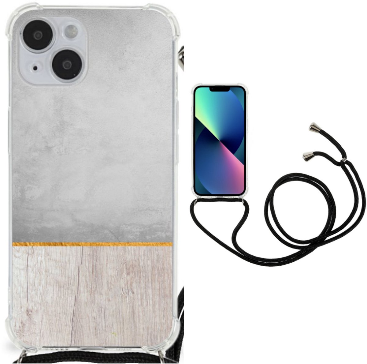 iPhone 14 Plus Stevig Telefoonhoesje Wood Concrete
