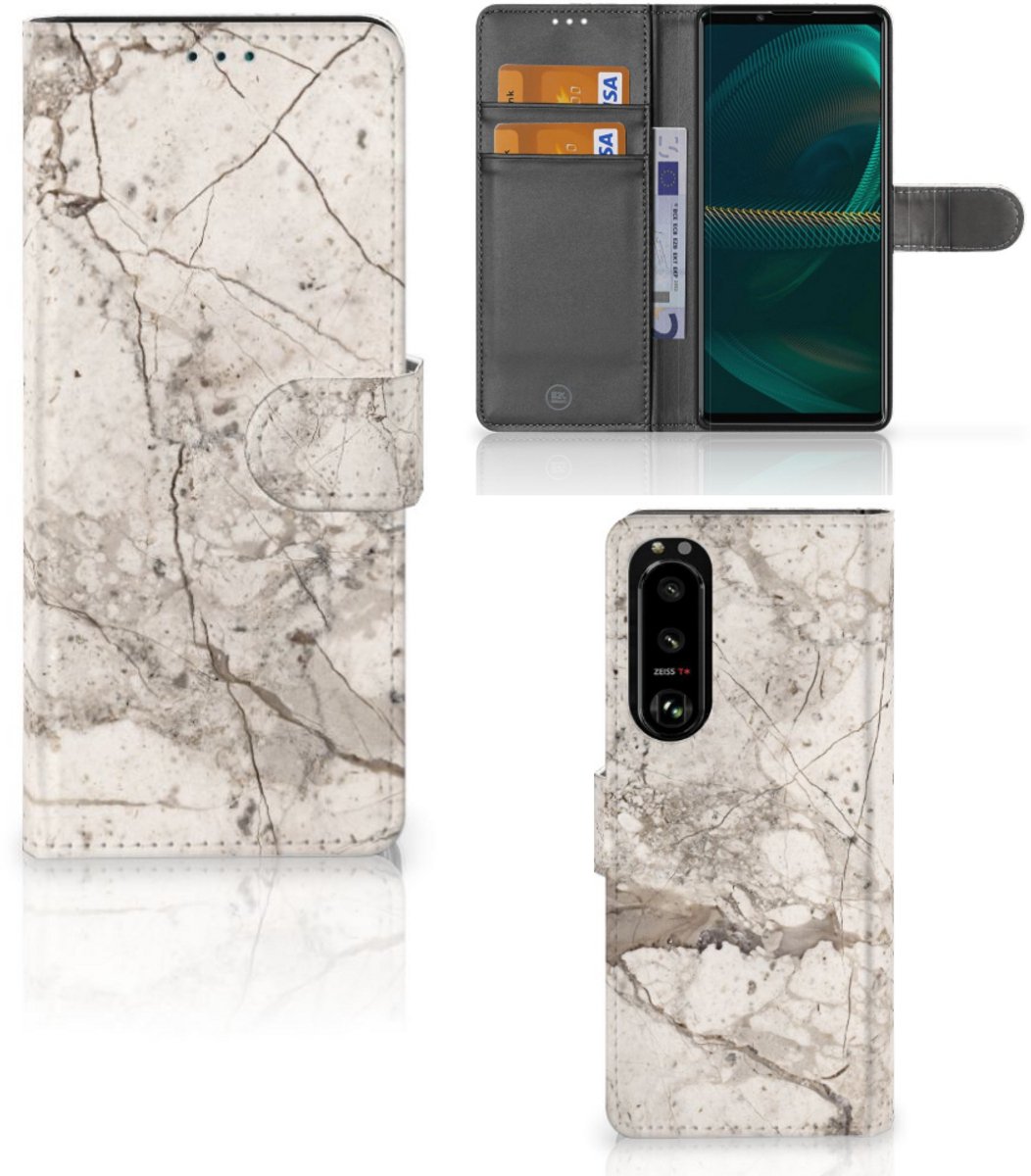 Sony Xperia 5III Bookcase Marmer Beige