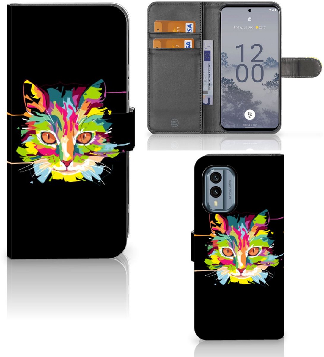 Nokia X30 Leuk Hoesje Cat Color
