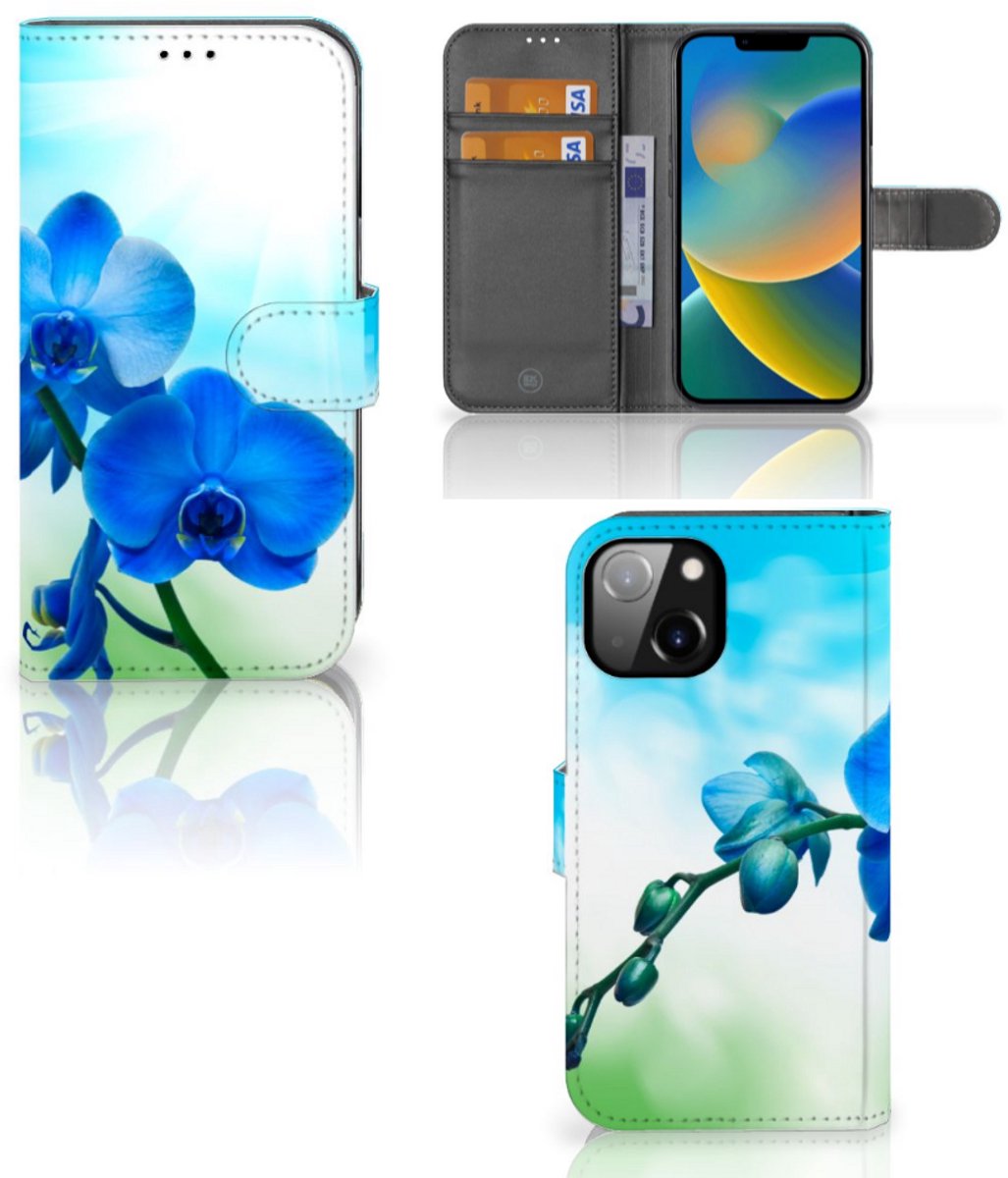 Apple iPhone 14 Hoesje Orchidee Blauw - Cadeau voor je Moeder
