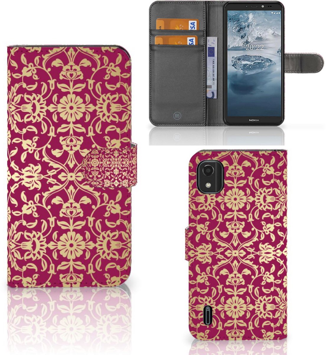 Wallet Case Nokia C2 2nd Edition Barok Pink