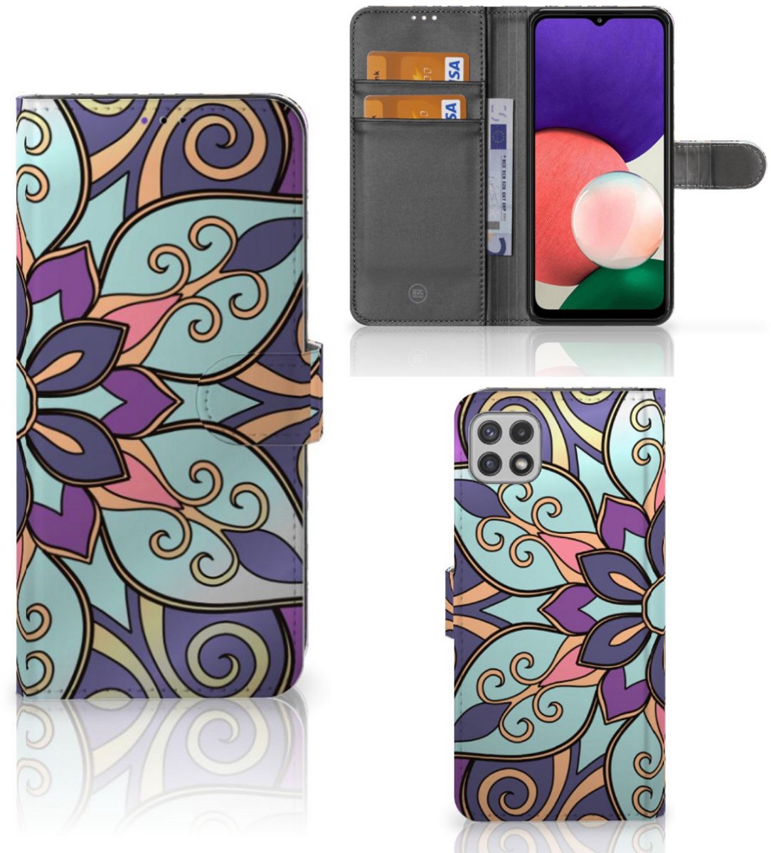 Samsung Galaxy A22 5G Hoesje Purple Flower