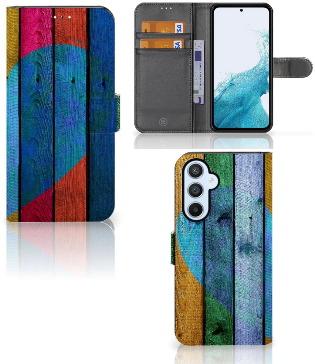 Samsung Galaxy A54 5G Book Style Case Wood Heart - Cadeau voor je Vriend