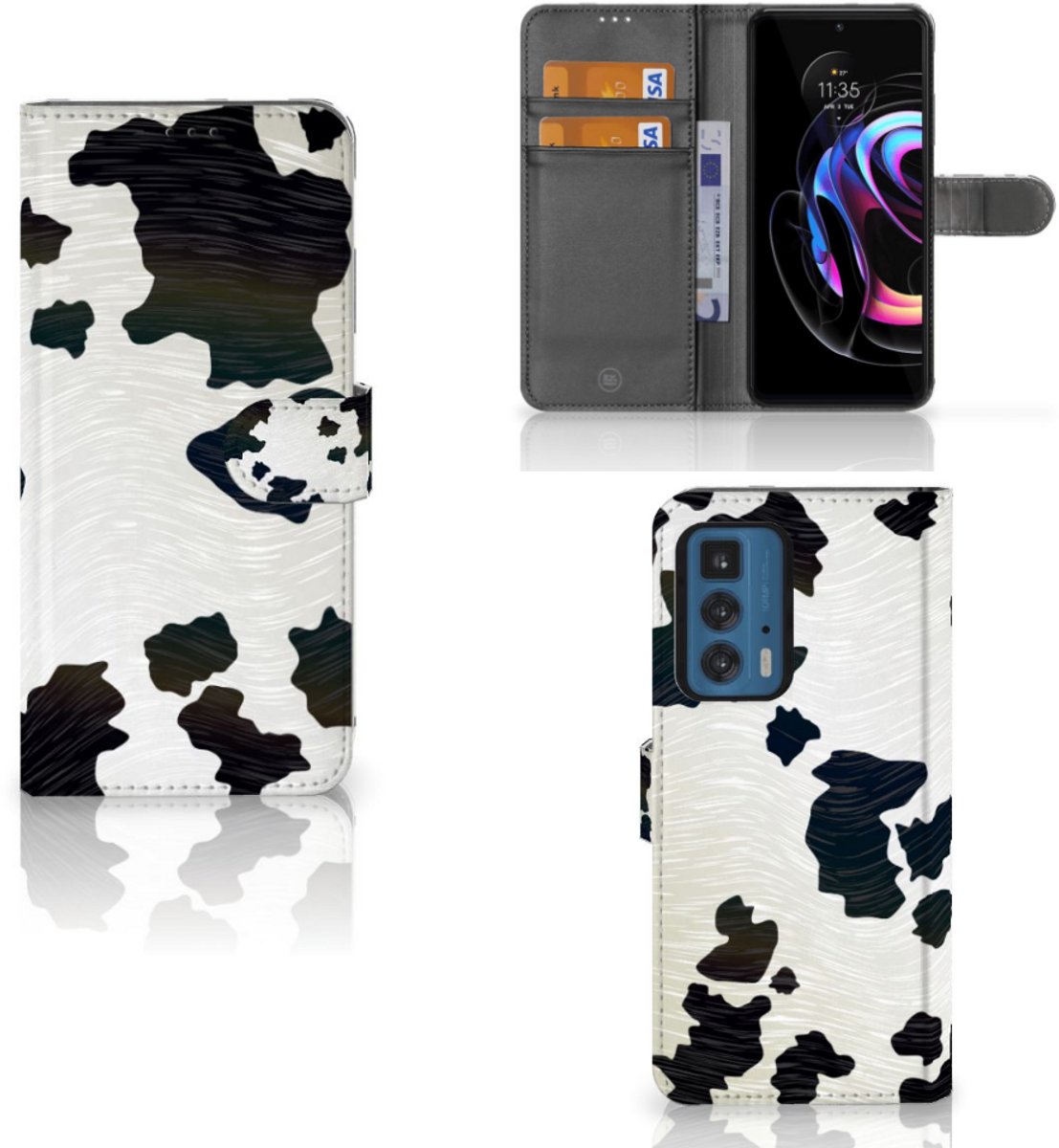 Motorola Edge 20 Pro Telefoonhoesje met Pasjes Koeienvlekken