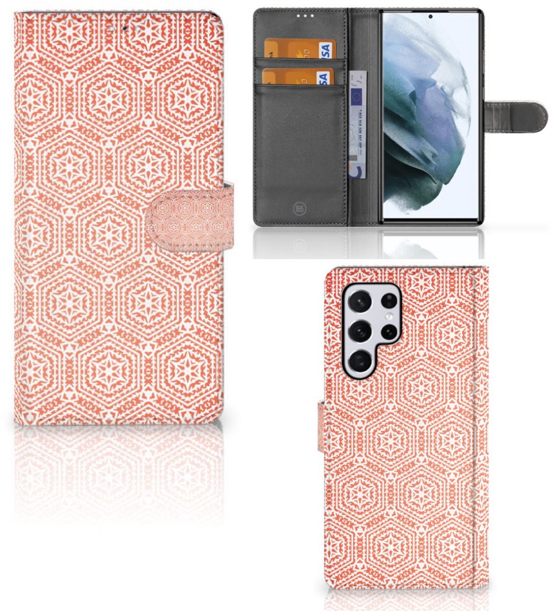 Samsung Galaxy S22 Ultra Telefoon Hoesje Pattern Orange