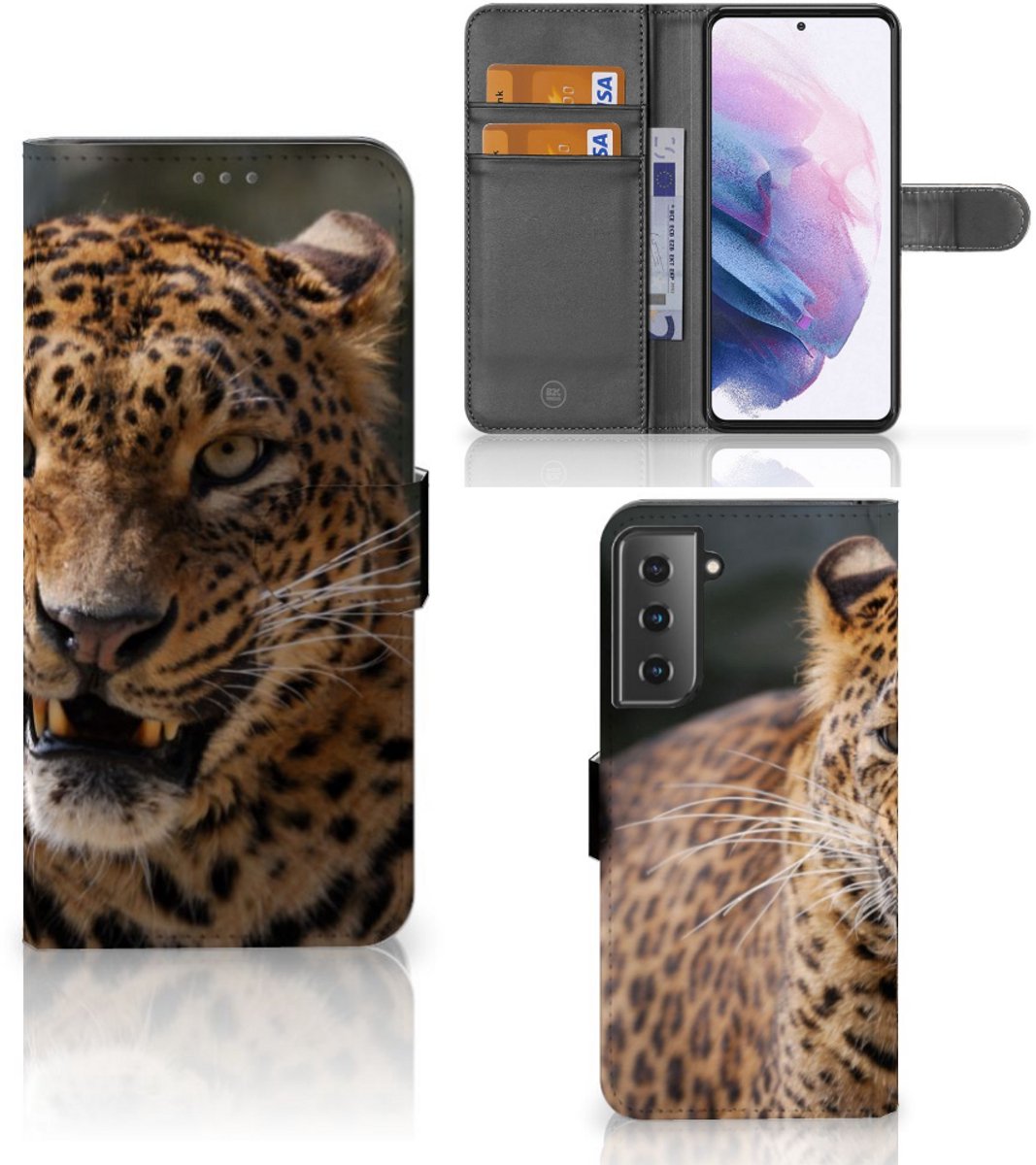 Samsung Galaxy S21 Plus Telefoonhoesje met Pasjes Luipaard