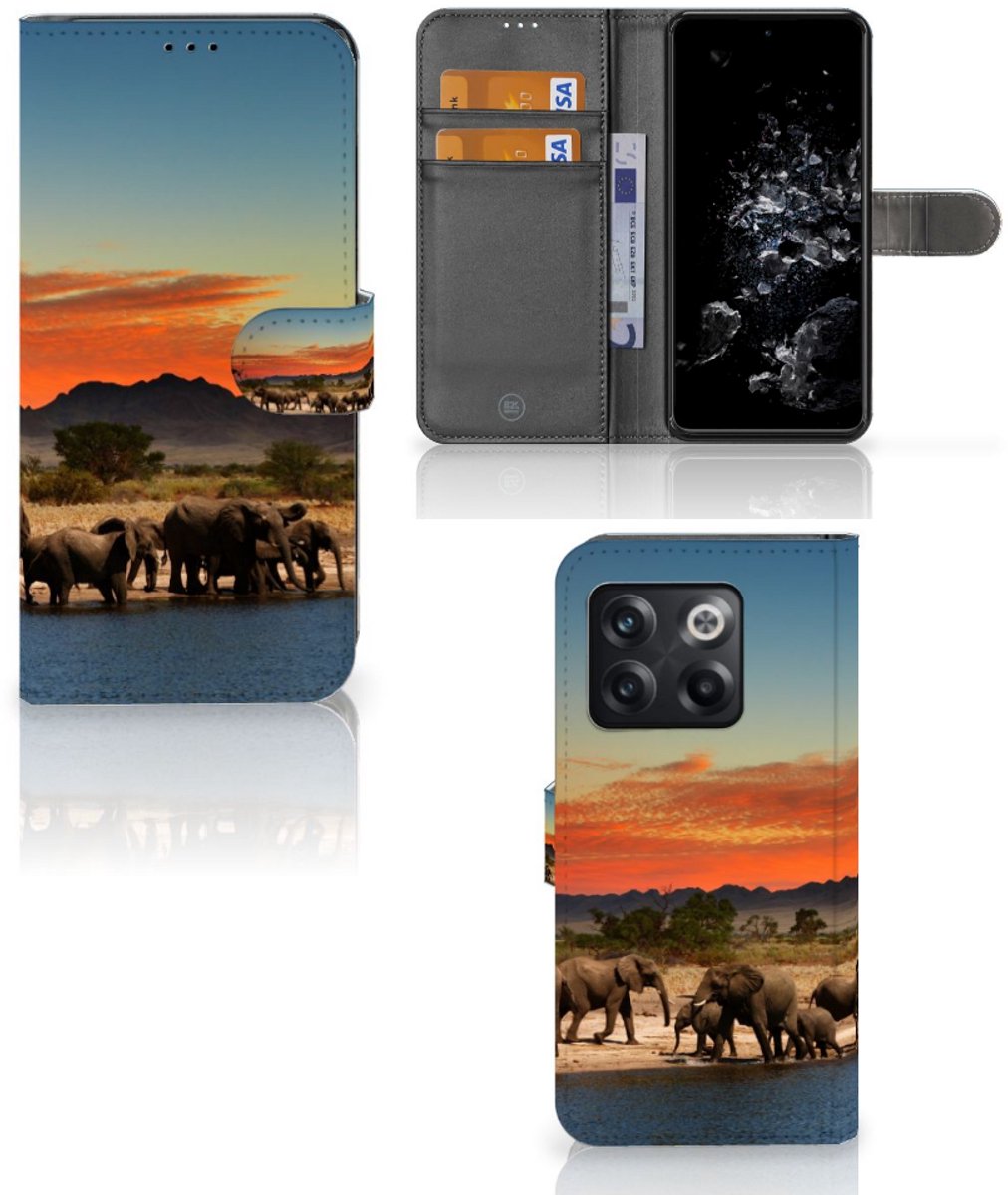 OnePlus 10T Telefoonhoesje met Pasjes Olifanten