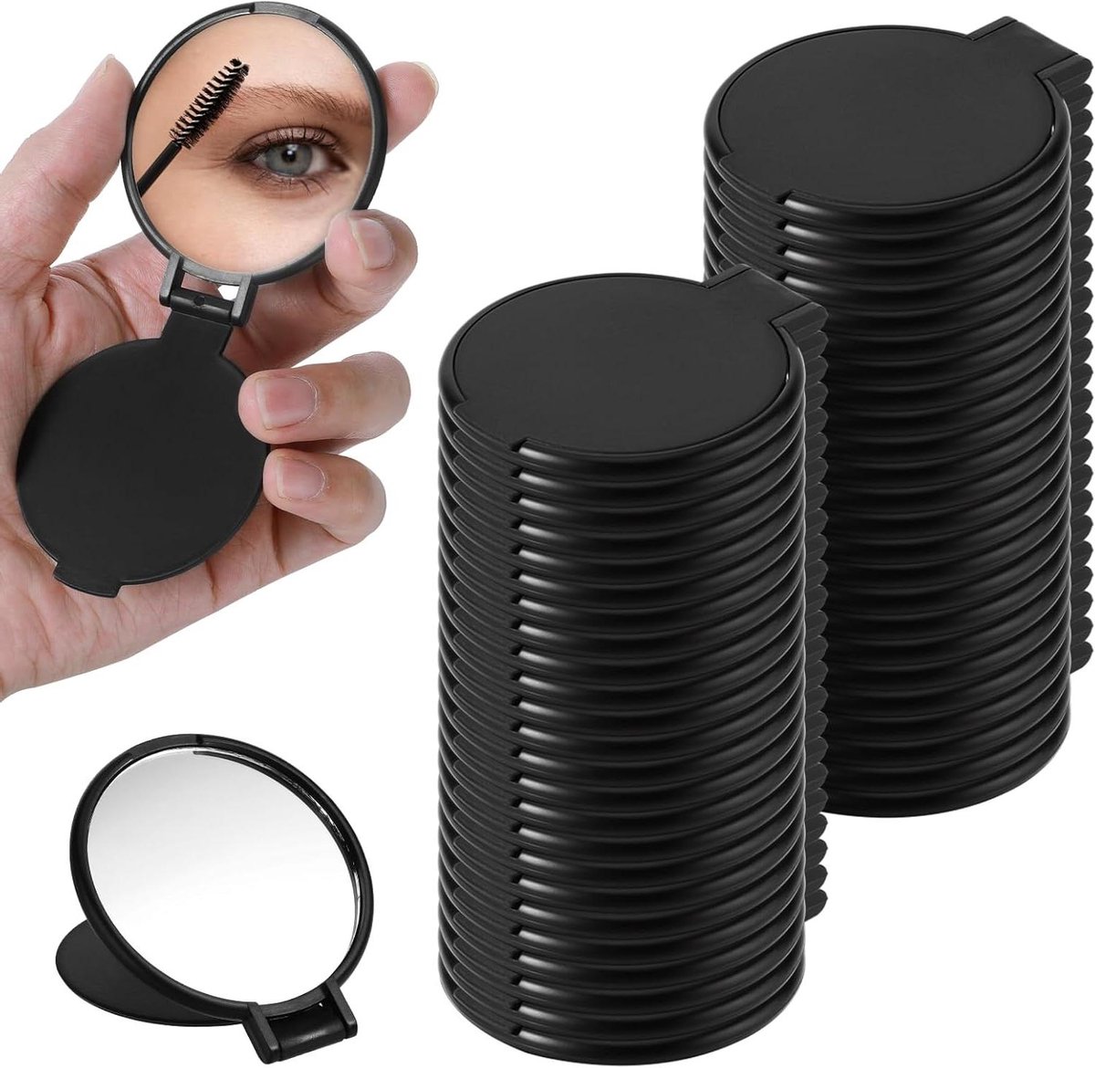 Compacte Mini Spiegels - Zakspiegels Draagbare Make-up - Make-up Touch-ups - Flip Design Met Standaard - 7 x 6.2 cm