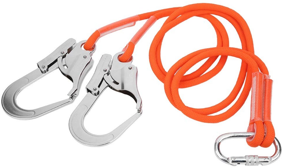 MTTproducts- Valbeveiligingskoord Lichtgewicht 1,6 m - Slijtvast Nylon/Staal - Breukvastheid 1800 kg - Multifunctioneel - Veiligheidsgordel - Duurzame Constructie - Veiligheidstouw