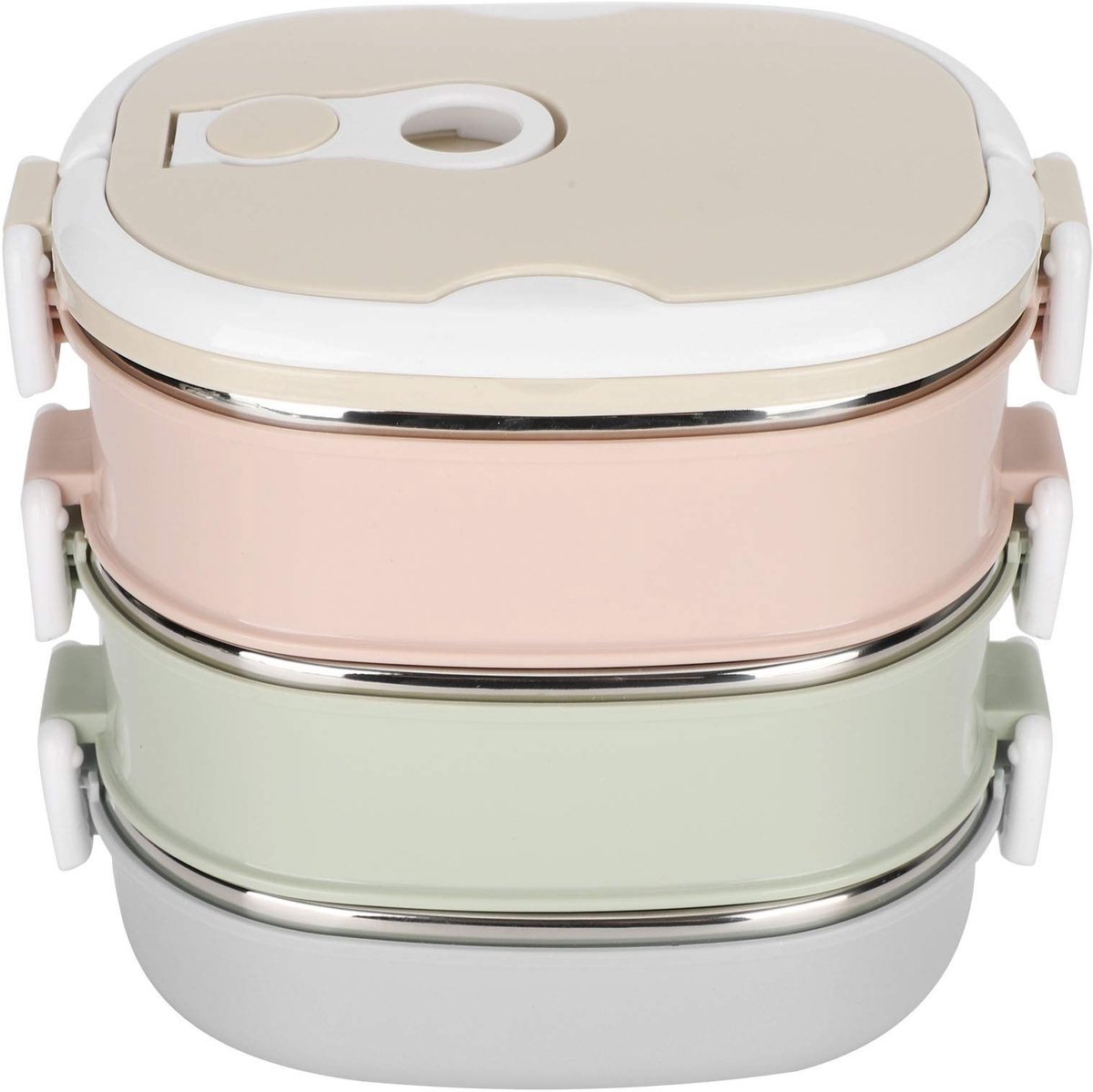 MTTproducts- Voedselcontainer Geïsoleerd - Draagbare Lunchbox - 304 Roestvrij Staal - 3 Lagen - Hygiënisch en Gezond - Warmtebehoud 2 Uur