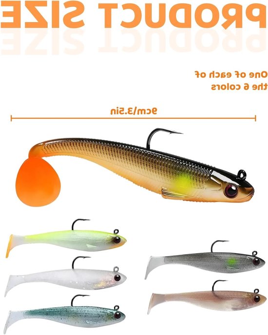 Visaccessoires Set met 6 Stuks Vissen Haken en Dobbers - Kunstmatige Aas, Zacht Aas, Hoge Sterkte voor Forel en Snoek Visserij van Merkloos — afbeelding 5