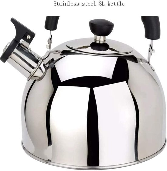 Kettle Whistles for Gas Hob Stainless Steel Tea Flute for Hob Anti-scalding Handle Fast Cooking Kettle Whistling Teapot Home Camping (Stainless Steel 3L) — afbeelding 4