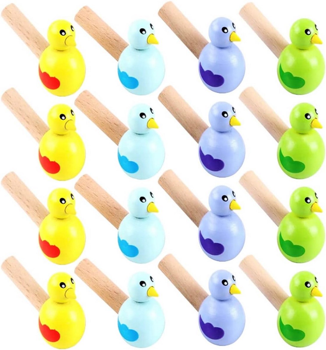 24 Stuks Houten Vogel Fluitjes – Educatief Muziekspeelgoed voor Kinderen in Assorti Kleuren