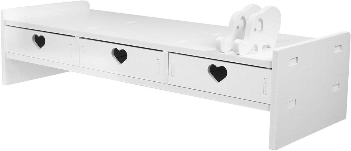 Monitor Verhoger - Bureau Organizer - Bureau Opruimen - Met Lade - 49 cm - Wit