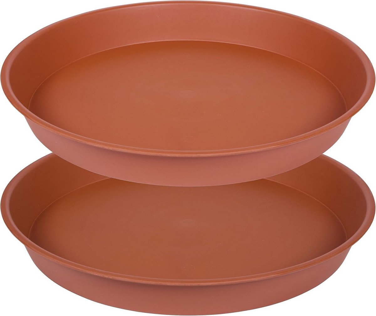 Set van 2 plantenschotels 25,4 cm terracotta voor binnen en buiten