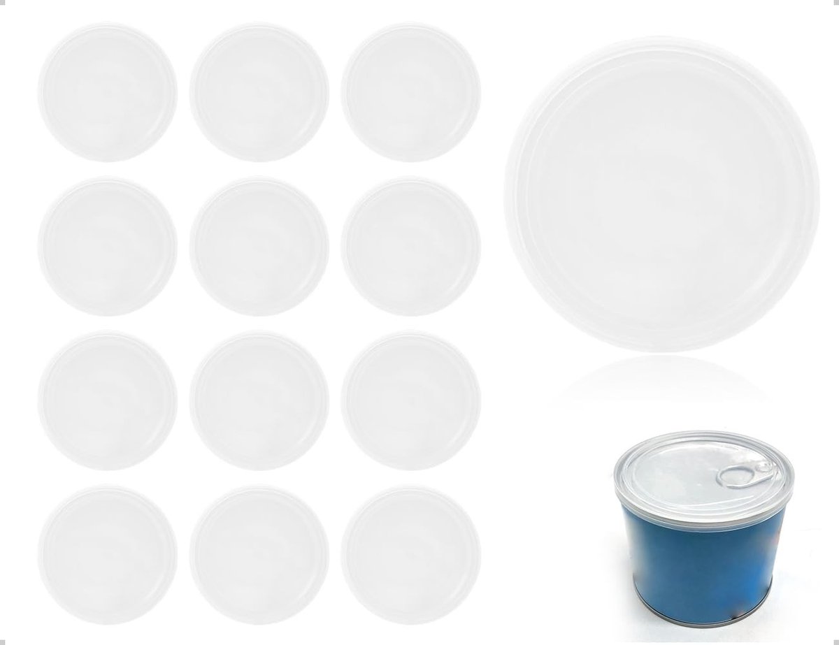 Cosensi- Deksel 75 mm - Set van 12 - Wasbaar - Glazen Deksel - Goede afdichting - Duurzaam PE materiaal - Deksel Voor Blikken