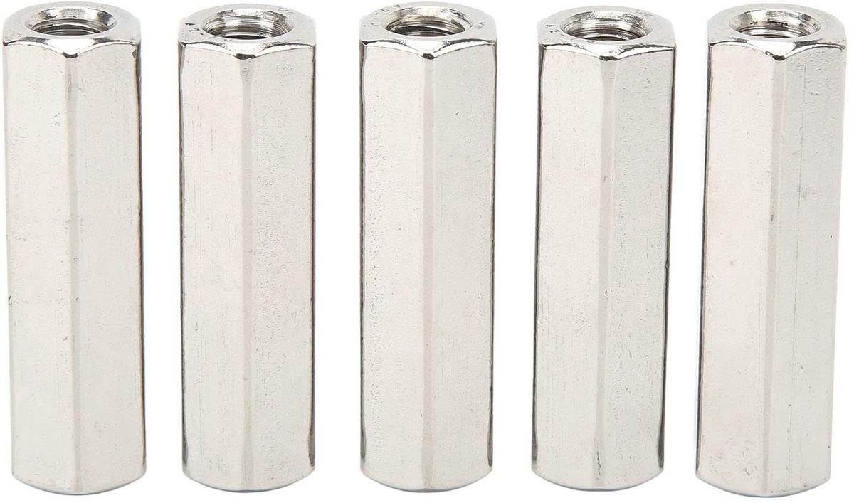 Cosensi- Koppelingsmoer M10 x 1,5 - Zeskantige Moer - 304 Roestvrij Staal - Volledig Schroefdraad - 60 mm Lengte - Set van 5