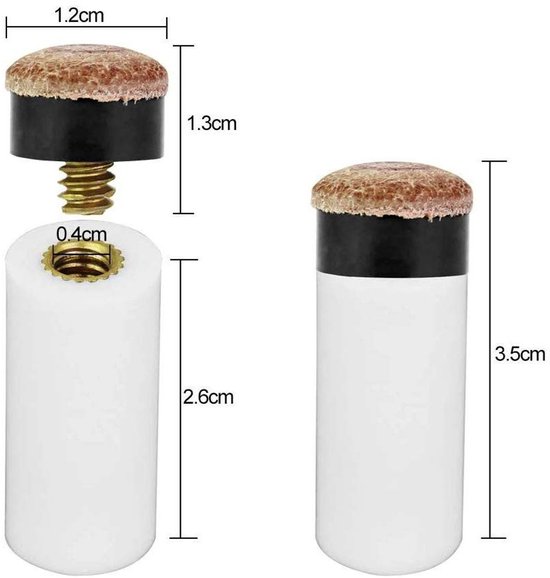 Cosensi- Biljartkeu Tips 12mm - 20 Stuks - Vervangende Schroefpunten - Inclusief Beugels - Eenvoudig te Vervangen - Voor Poolkeu - Biljart Tips — afbeelding 5