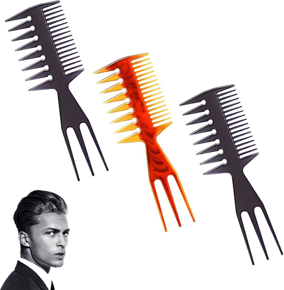 Cosensi- Kam Set - Brede Tanden - Ontwarrende Kam - Antistatische Kam - Haardressing Kam - Geschikt voor Alle Haartypes - 20,5 cm x 7 cm - Haarkam