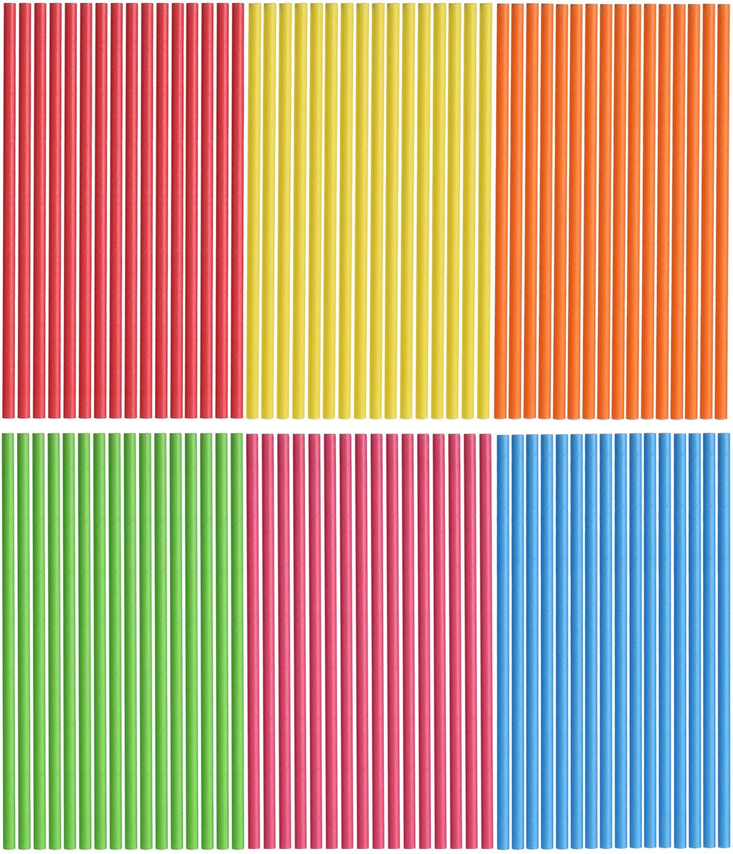 Cosensi- Papieren Rietjes 384 Stuks - Biologisch Afbreekbaar - Wegwerp-Rietjes - Feest - Kinderen - 20 cm Lang - Wegwerprietjes