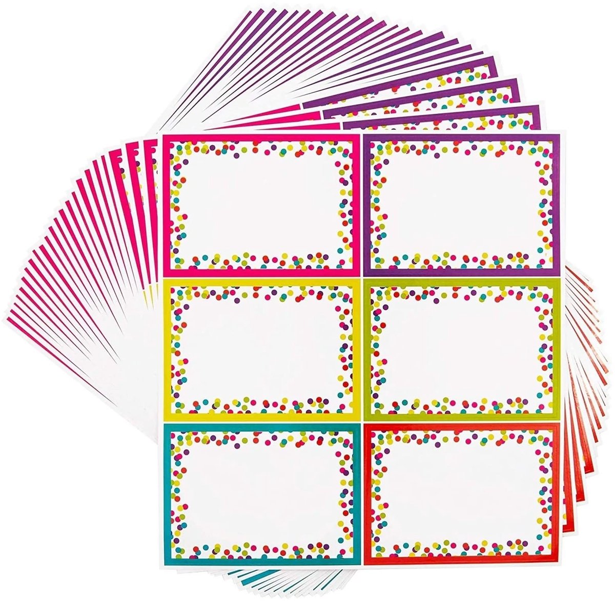Cosensi- Naamtag Labels 3,5 x 2,5 inch - Etiketten Stickers - Klaslokaal - Decoratieve Naamlabels - 6 Ontwerpen - Hoogwaardig Kunstpapier