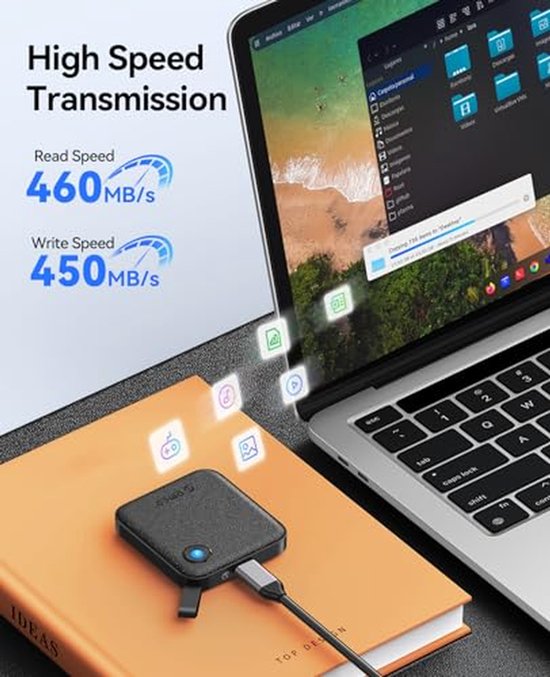 Draagbare SSD 4TB met 2-in-1 USB-C Kabel - Snelle Externe Solid State Drive voor Smartphone, Tablet en PC — afbeelding 2