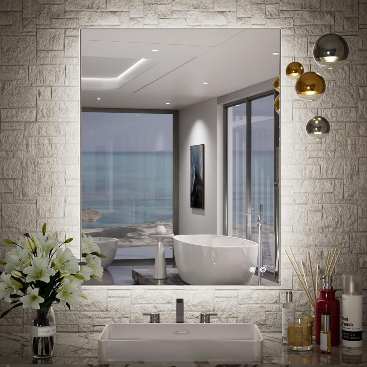 Dimbare LED-achtergrondverlichting 61x81 cm - anti-condens, CRI90+, touchbediening, wandmontage - geschikt voor binnen
