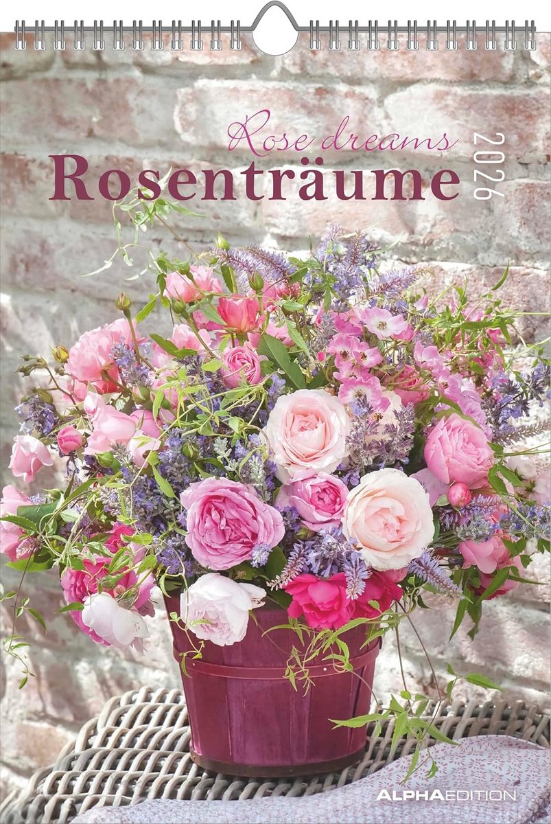 Wandkalender 2026 - 12 Elegante Rosenmotive - Met Ruimte voor Notities en Extra Informatie