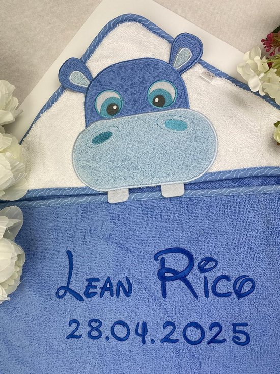 Personaliseerbare babyhanddoek met capuchon, 100% katoen, 100x100 cm, knuffelzacht — afbeelding 2