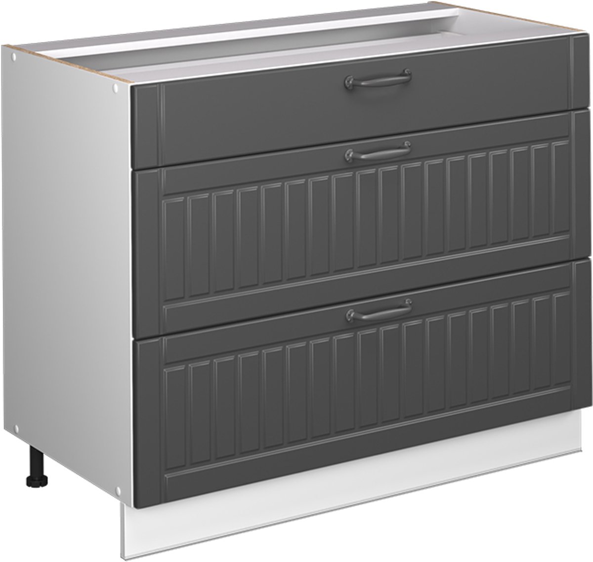 Vicco Keukenonderkast Fame-Line, Donkergrijs/Wit, 100 cm zonder werkblad