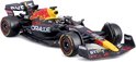 Max Verstappen Red Bull RB18 Formule 1 auto, nummer 1, donkerblauw met gele en rode accenten.