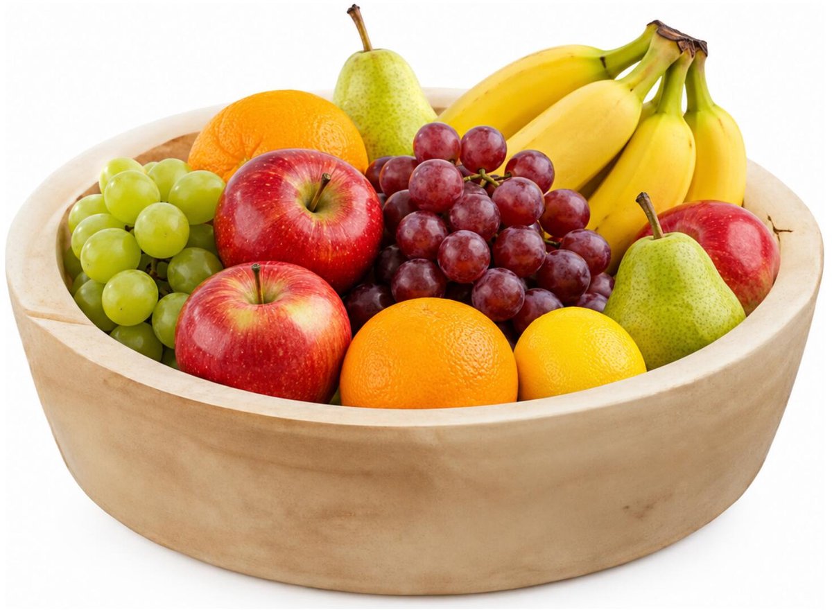 Cepewa Fruitschaal - bruin - hout - rond - D34 cm - fruit serveerschaal