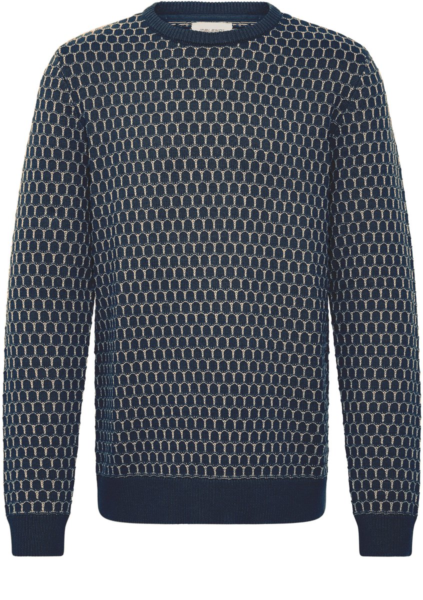 Blend Sweater Boogjes Motief Donkerblauw - Maat XXL