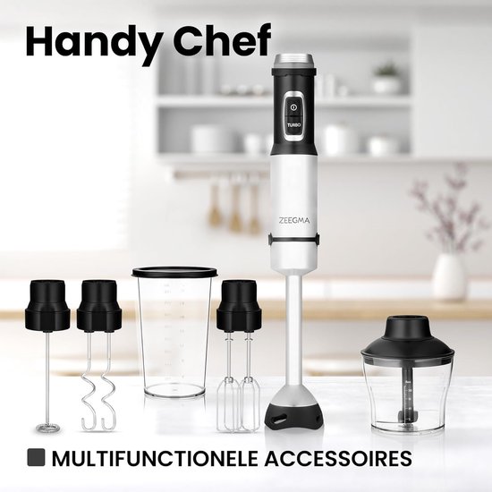 Handmixer Set - Keukenapparaat - Maaltijden Bereiden - 1500W Krachtige Motor - 5 Accessoires - Zilver — afbeelding 2