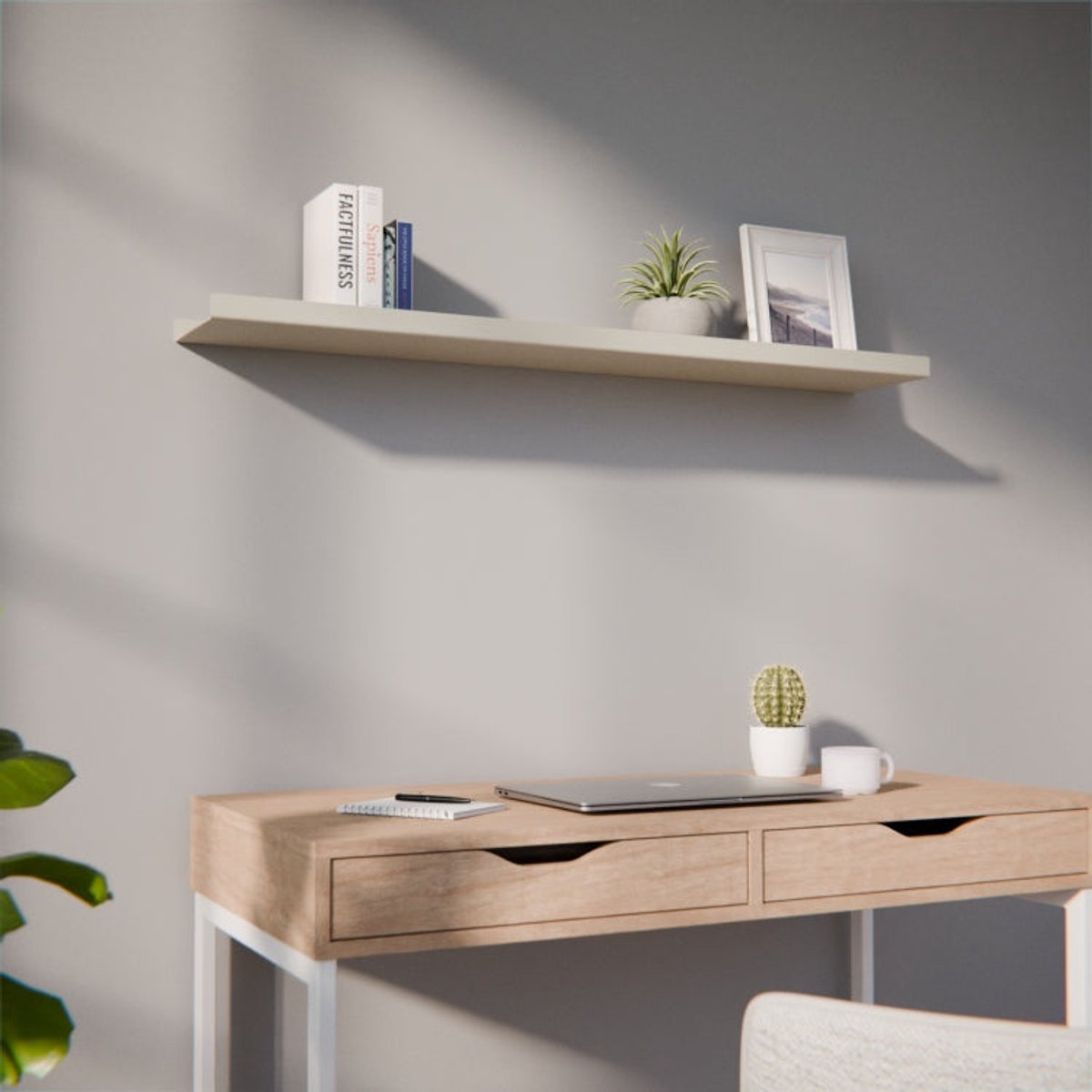 Metalen Wandplank Edge Kiezelgrijs 100 cm - Kunst van Staal