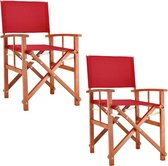 Chaise de réalisateur, lot de 2, chaise pliante, chaise pliante, rouge, durable, bois d'eucalyptus, tissu déperlant, chaise pliante